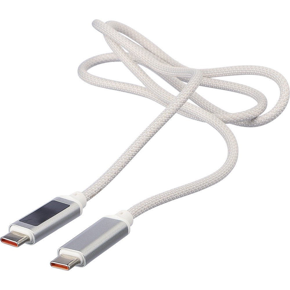 Kabel USB-C 65W z kontrolką ładowania - tkaninowy 1m - Kable z nadrukiem logo | VEBI - zdjęcie 11
