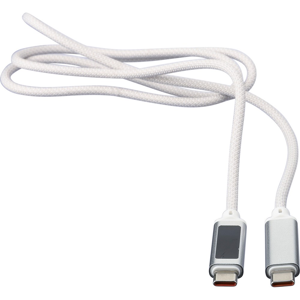 Kabel USB-C 65W z kontrolką ładowania - tkaninowy 1m - Kable z nadrukiem logo | VEBI - zdjęcie 12