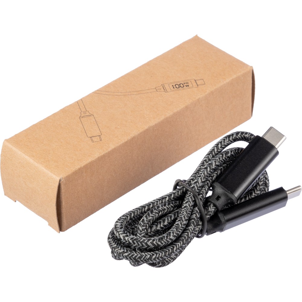 Kabel USB-C 100W z kontrolką ładowania - tkaninowy 1m - Kable z nadrukiem logo | VEBI - zdjęcie 15