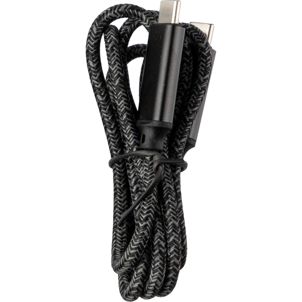 Kabel USB-C 100W z kontrolką ładowania - tkaninowy 1m - Kable z nadrukiem logo | VEBI - zdjęcie 16