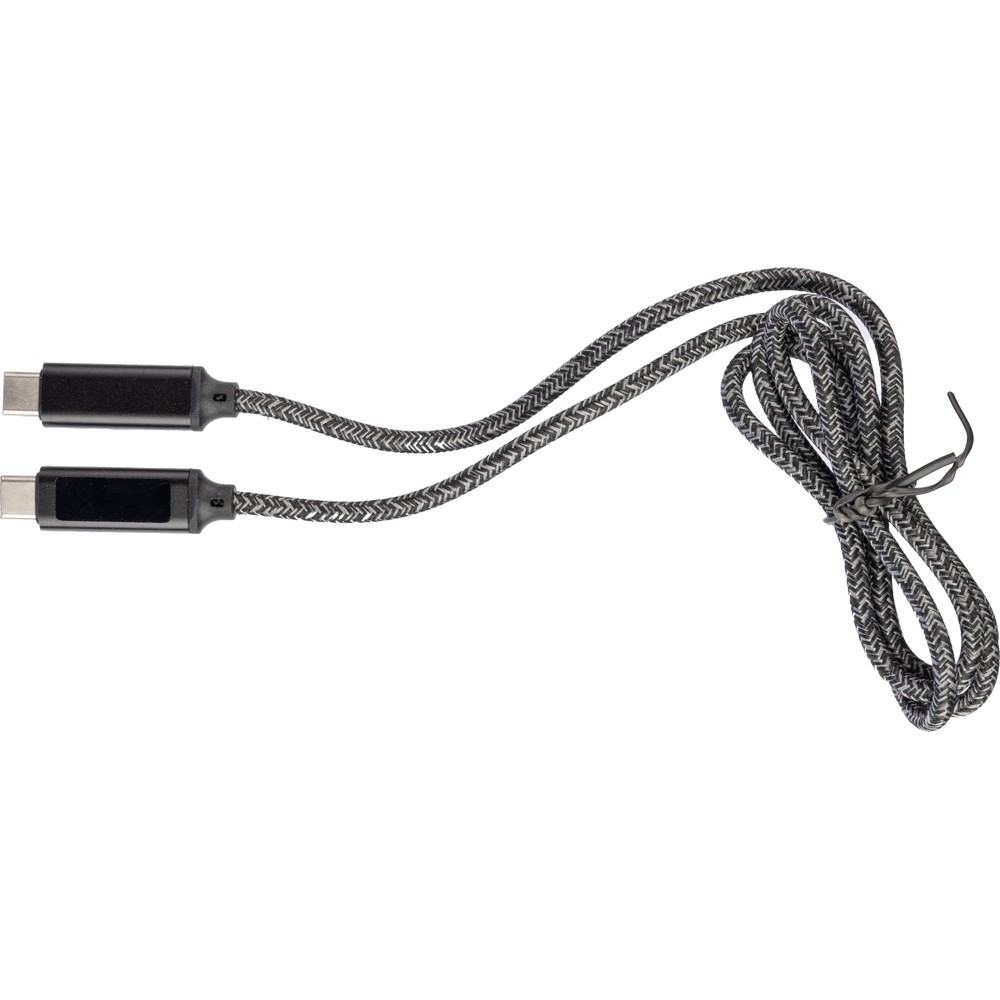 Kabel USB-C 100W z kontrolką ładowania - tkaninowy 1m - Kable z nadrukiem logo | VEBI - zdjęcie 17