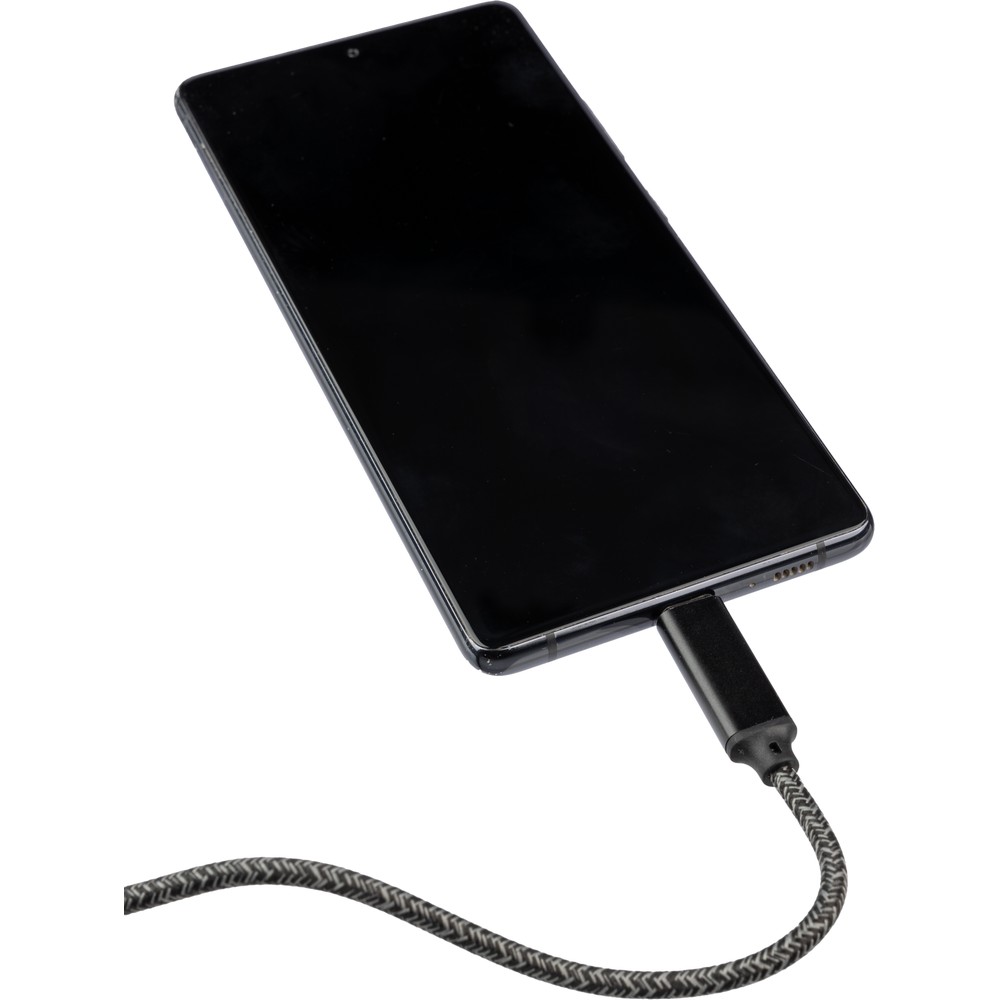 Kabel USB-C 100W z kontrolką ładowania - tkaninowy 1m - Kable z nadrukiem logo | VEBI - zdjęcie 19