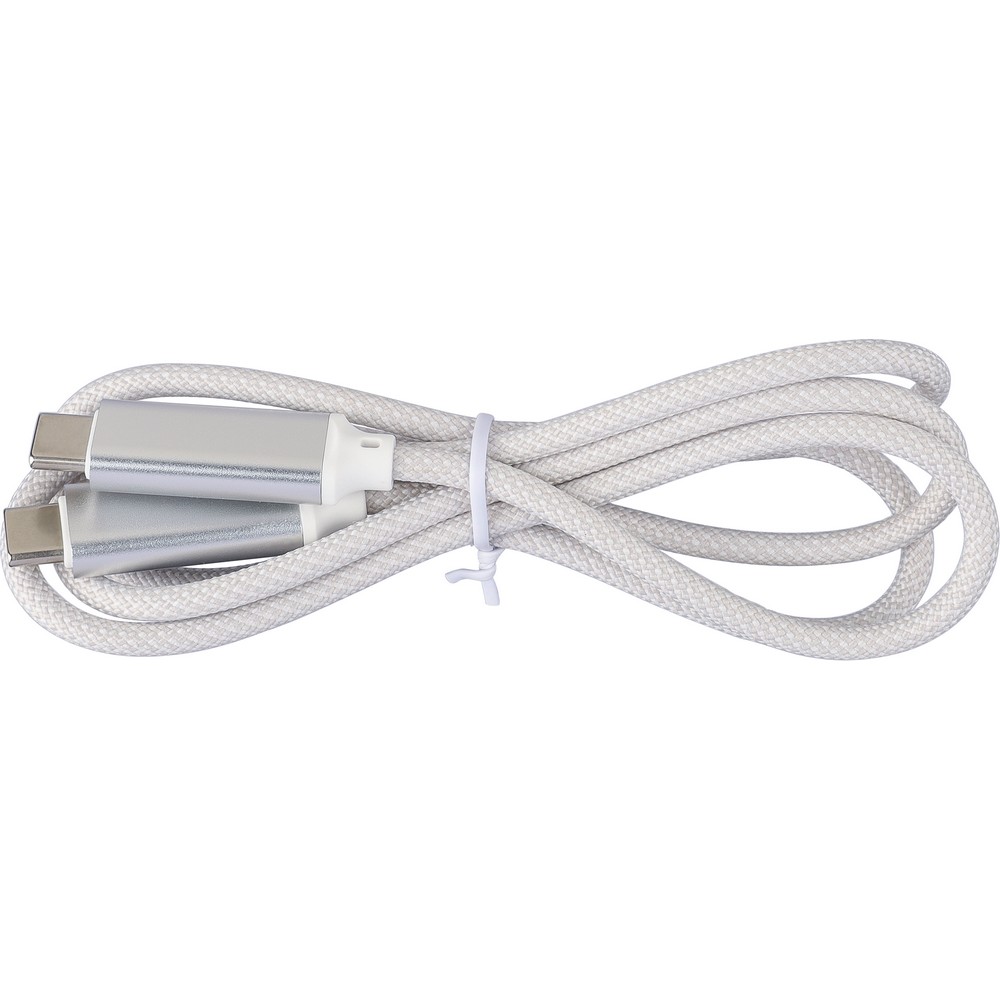 Kabel USB-C 100W z kontrolką ładowania - tkaninowy 1m - Kable z nadrukiem logo | VEBI - zdjęcie 6