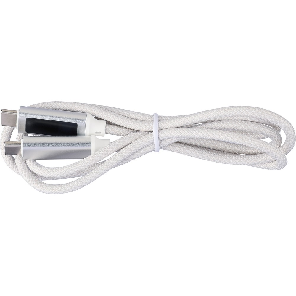 Kabel USB-C 100W z kontrolką ładowania - tkaninowy 1m - Kable z nadrukiem logo | VEBI - zdjęcie 7