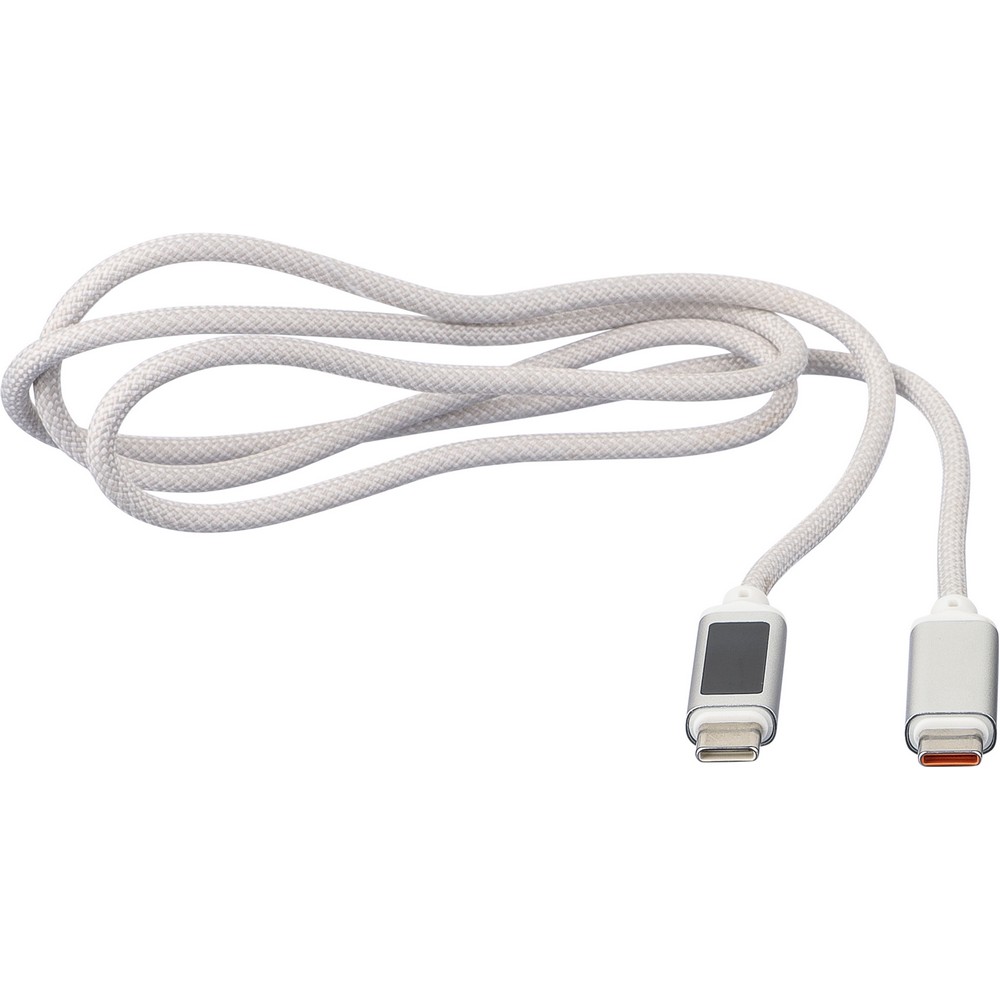 Kabel USB-C 100W z kontrolką ładowania - tkaninowy 1m - Kable z nadrukiem logo | VEBI - zdjęcie 8