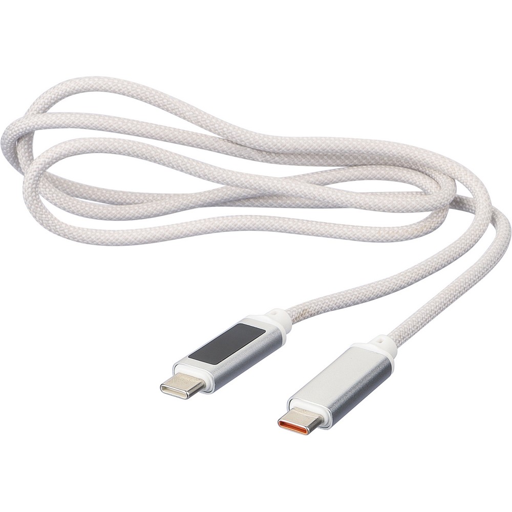 Kabel USB-C 100W z kontrolką ładowania - tkaninowy 1m - Kable z nadrukiem logo | VEBI - zdjęcie 9