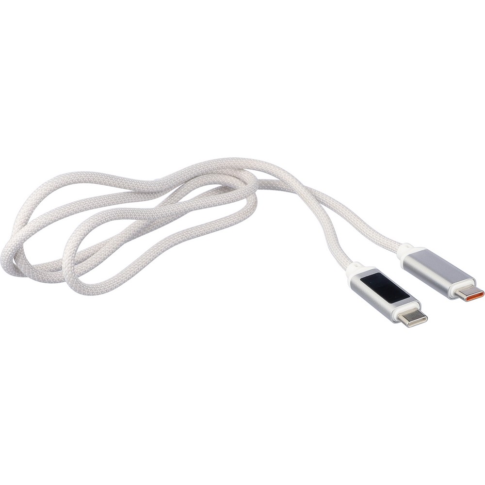 Kabel USB-C 100W z kontrolką ładowania - tkaninowy 1m - Kable z nadrukiem logo | VEBI - zdjęcie 10