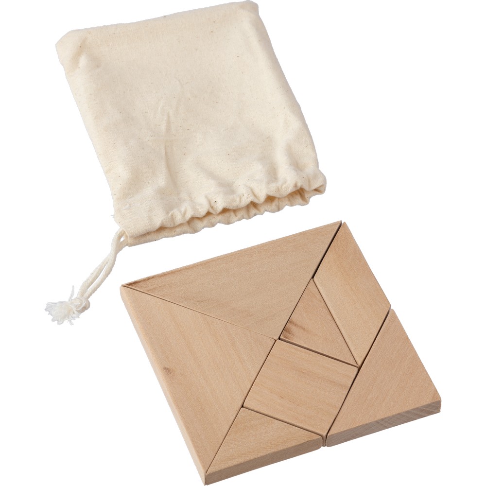 Drewniane puzzle tangram w woreczku bawełnianym - Gry i zabawy z nadrukiem logo | VEBI - zdjęcie 6