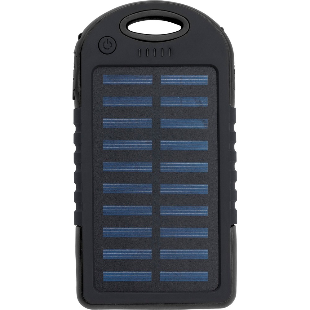 Solarny Power Bank 4000 mAh z latarką - gadżet ekologiczny - Ładowarki z nadrukiem logo | VEBI