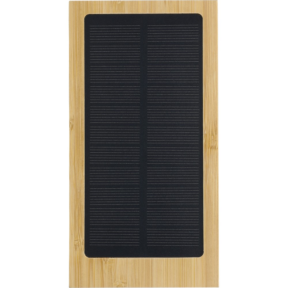 Ekologiczny power bank solarny 10000 mAh z bambusa - Ładowarki z nadrukiem logo | VEBI - zdjęcie 6
