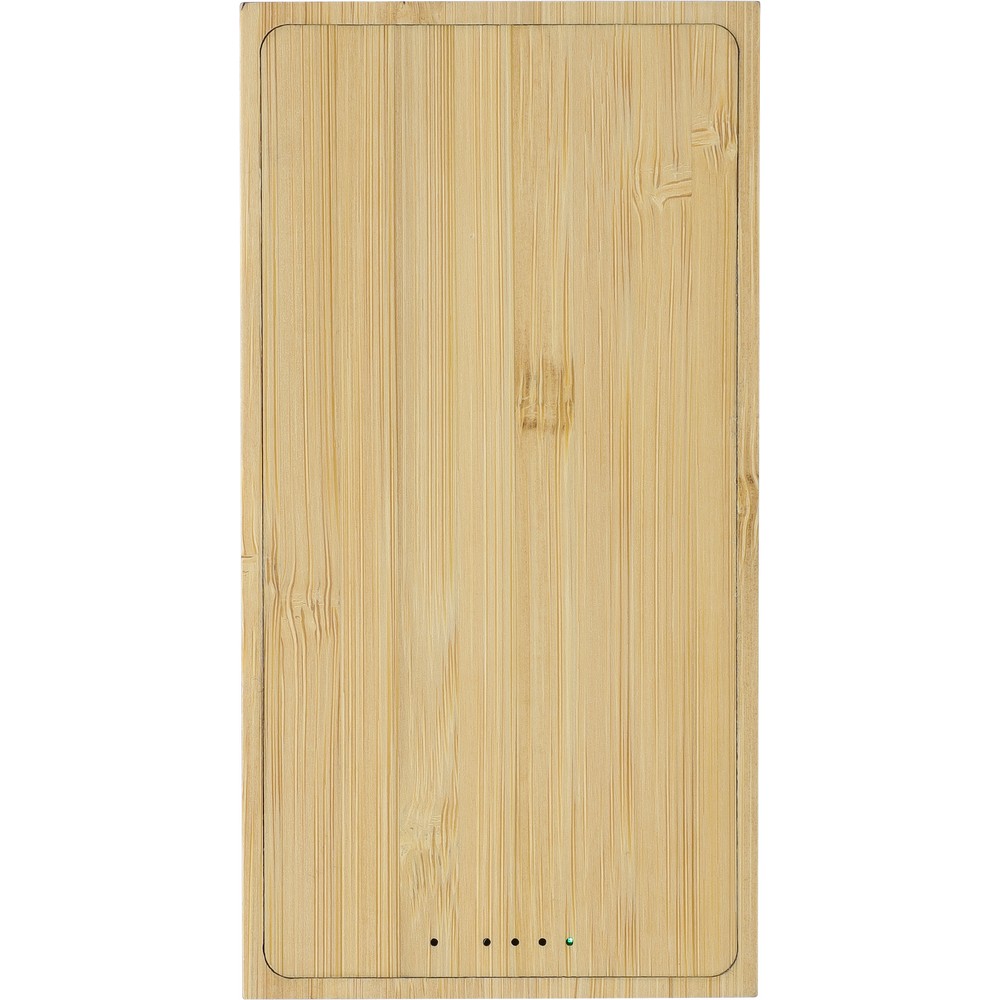 Ekologiczny power bank solarny 10000 mAh z bambusa - Ładowarki z nadrukiem logo | VEBI - zdjęcie 9