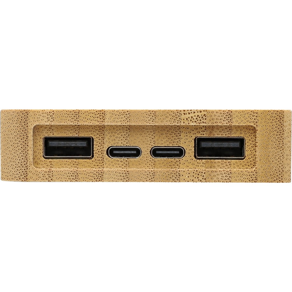 Ekologiczny power bank solarny 10000 mAh z bambusa - Ładowarki z nadrukiem logo | VEBI - zdjęcie 13