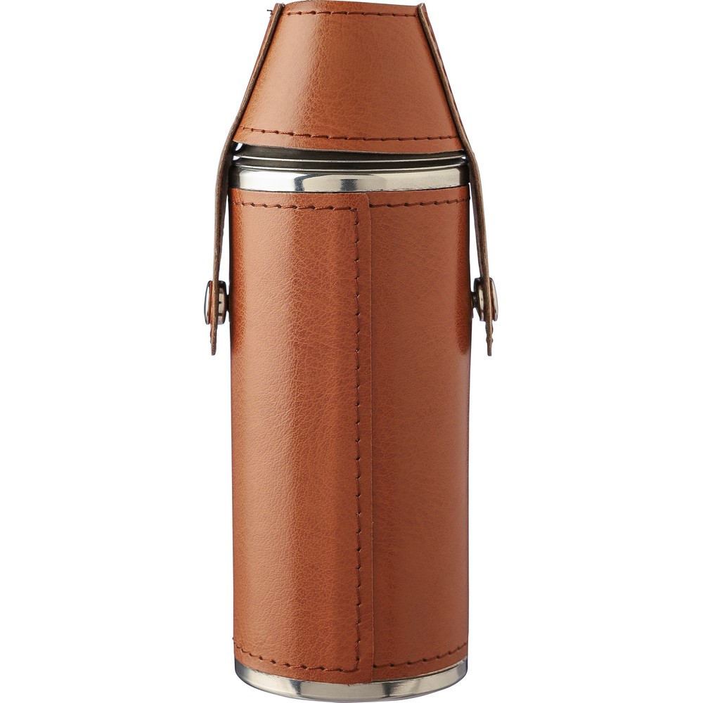 Zestaw piersiówka 230ml z kieliszkami w eleganckim pudełku - Piersiówki z nadrukiem logo | VEBI