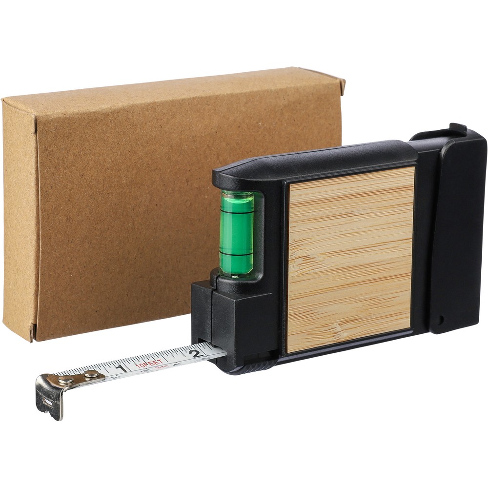 Wielofunkcyjna miara z poziomicą 3m - narzędzie z bambusa - zdjęcie 3