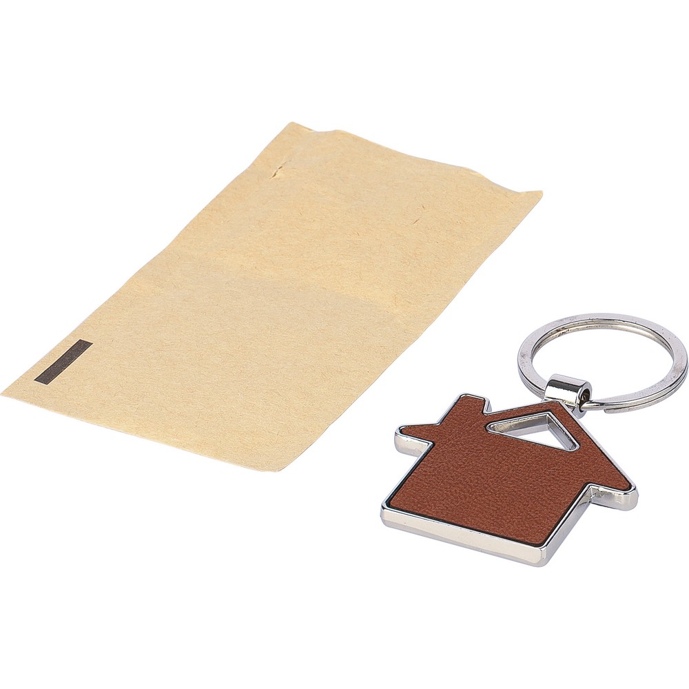 Brelok metalowy domek z ekoskóry - gadżet reklamowy - zdjęcie 3