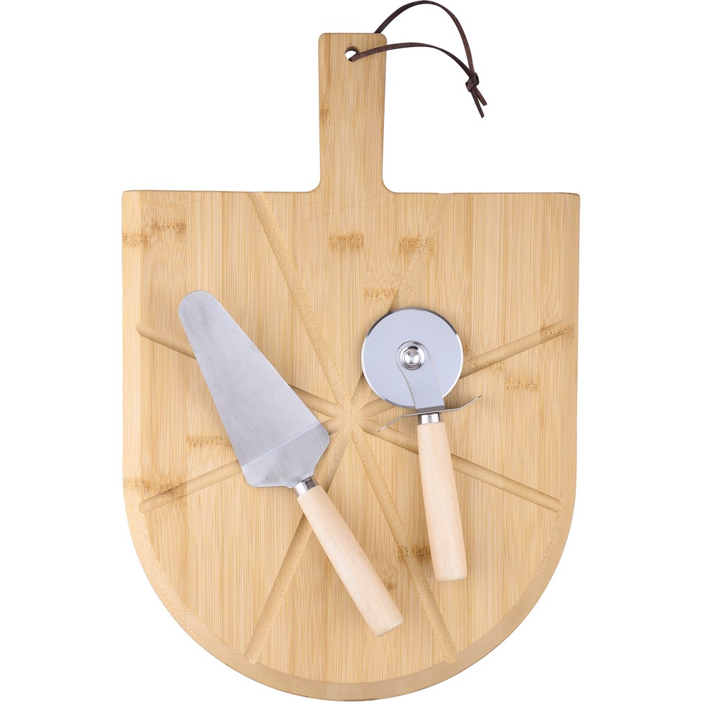 Bambusowy zestaw do pizzy z nożem i łopatką - zdjęcie 4