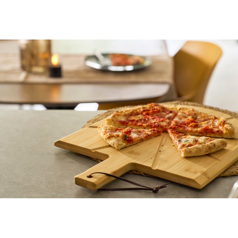 Bambusowy zestaw do pizzy z nożem i łopatką - Akcesoria kuchenne z nadrukiem logo | VEBI - zdjęcie 12