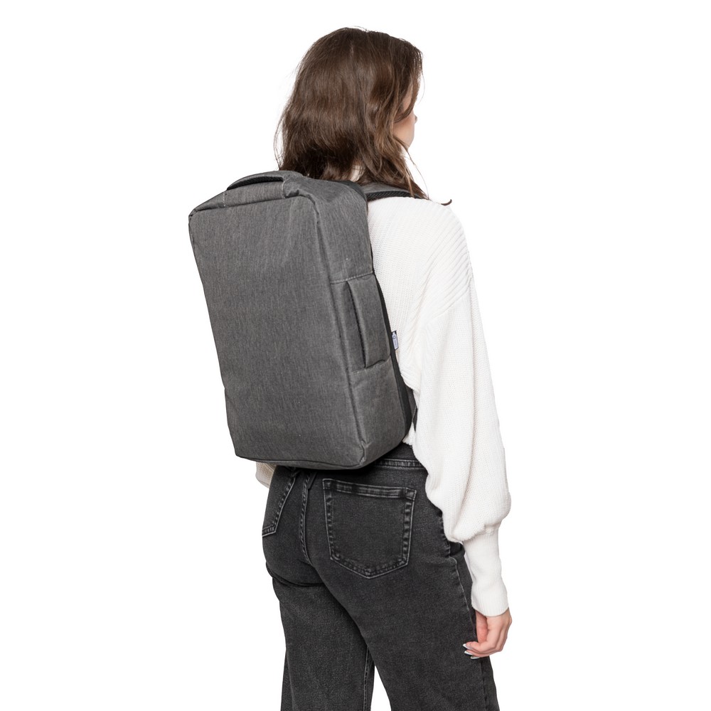 Plecak biznesowy na laptop 15" z materiału RPET 12L - Torby i plecaki na laptopy z nadrukiem logo | VEBI - zdjęcie 14