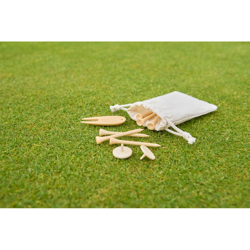 Drewniany zestaw golfowy w worku bawełnianym - Gry i zabawy z nadrukiem logo | VEBI - zdjęcie 5
