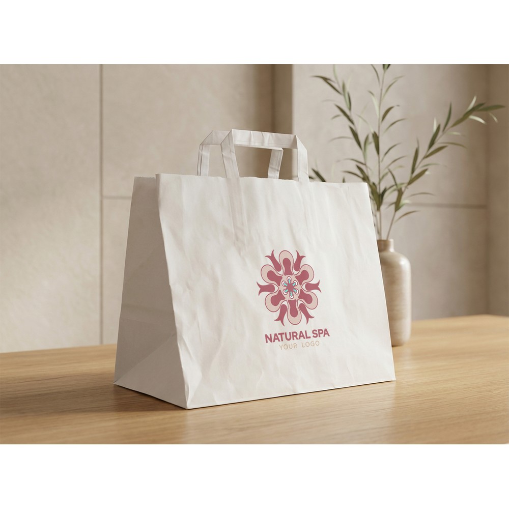 Elegancka torba papierowa Bisara z płaskimi uchwytami - Torby papierowe z nadrukiem logo | VEBI - zdjęcie 2