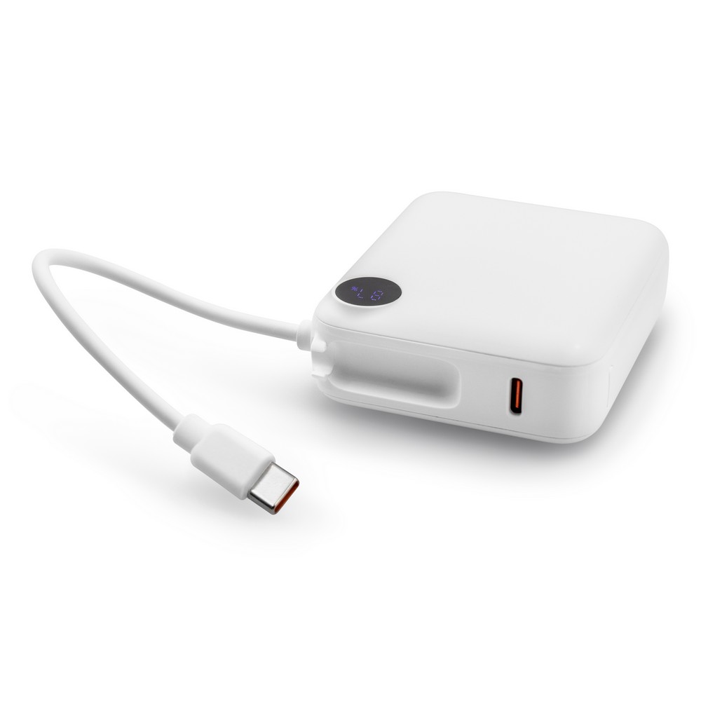 Kompaktowy Power Bank 10000 mAh z kablem i haczykiem