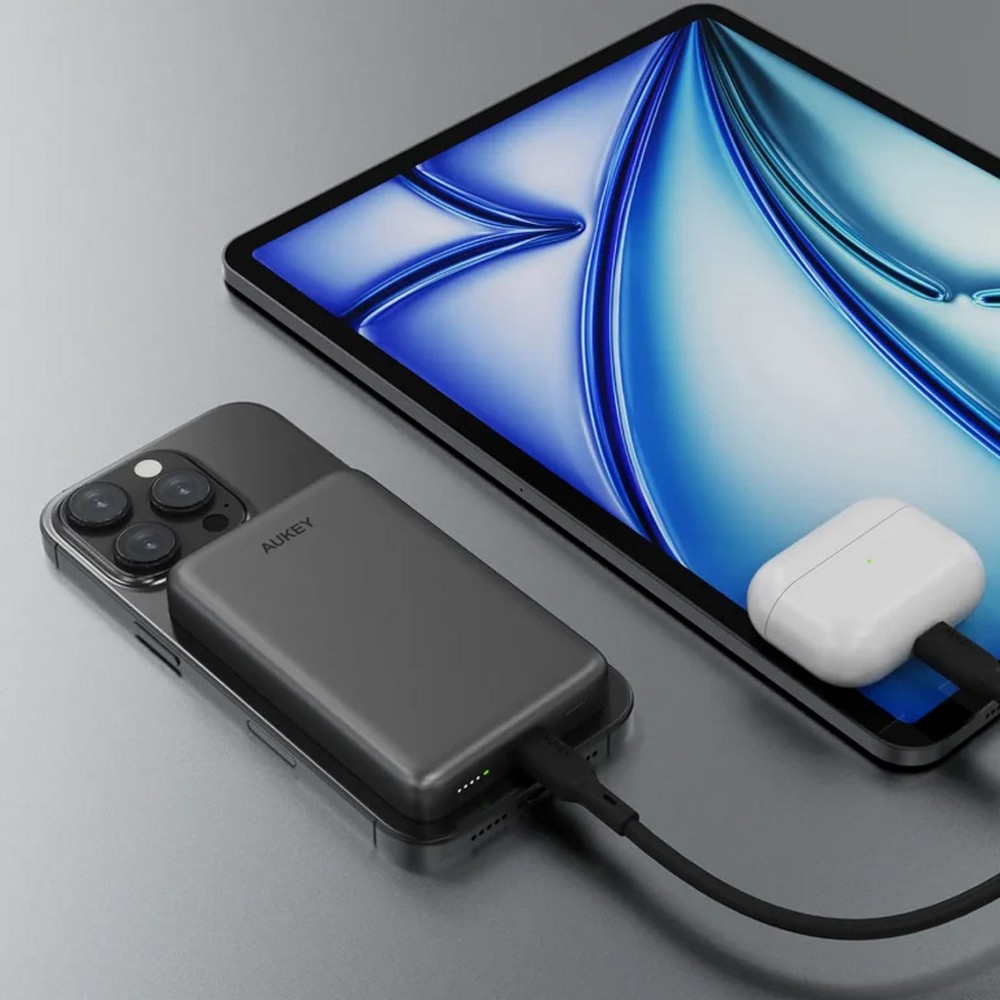 Power bank magnetyczny 10000 mAh Aukey z nadrukiem logo - Power banki z nadrukiem logo | VEBI - zdjęcie 5