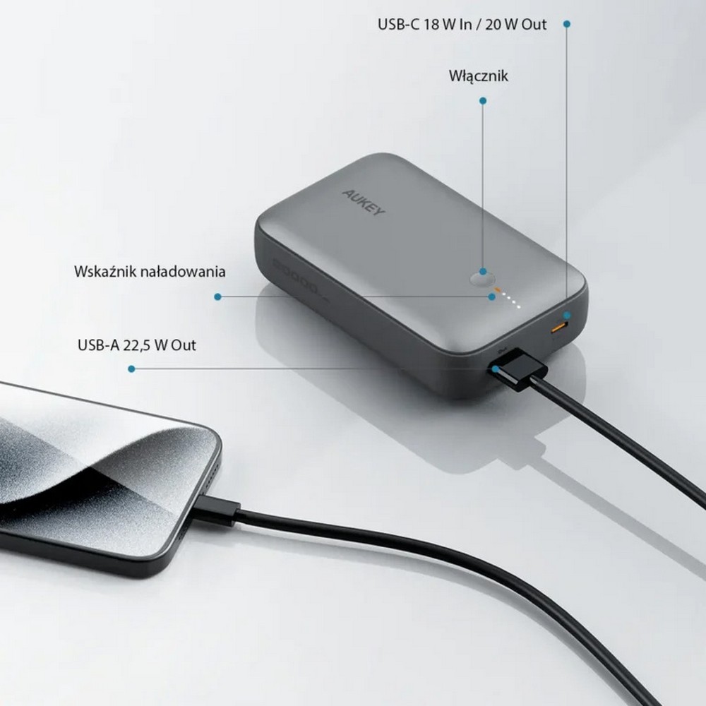 Power bank 20000 mAh Aukey z nadrukiem logo - Power banki z nadrukiem logo | VEBI - zdjęcie 3
