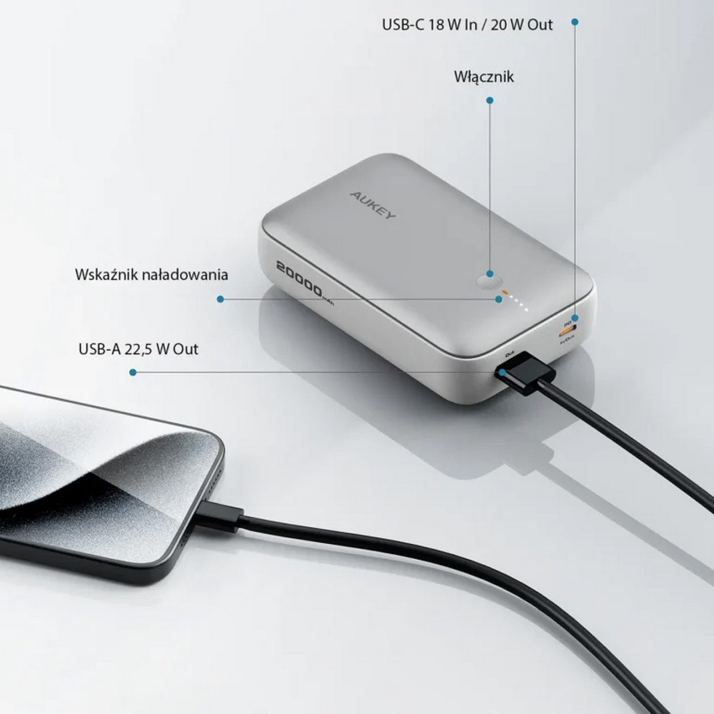 Power bank 20000 mAh Aukey z nadrukiem logo - Power banki z nadrukiem logo | VEBI - zdjęcie 9
