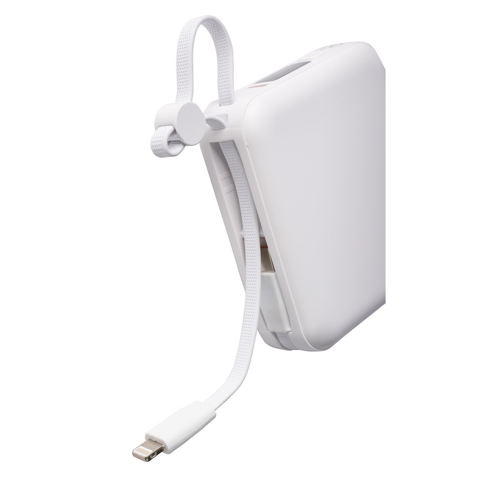 Power bank EcoPower 10000 mAh z wbudowanym kablem - Power banki z nadrukiem logo | VEBI - zdjęcie 10