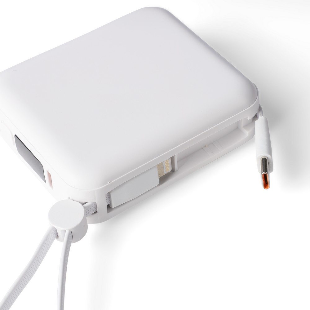 Power bank EcoPower 10000 mAh z wbudowanym kablem - Power banki z nadrukiem logo | VEBI - zdjęcie 12
