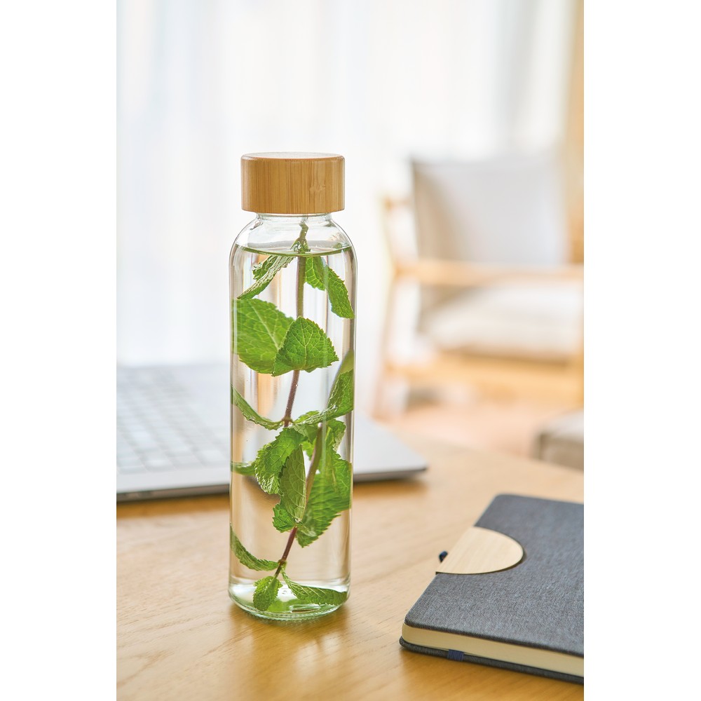 Szklana butelka ECO 500ml z bambusową nakrętką - Kubki z nadrukiem logo | VEBI - zdjęcie 11