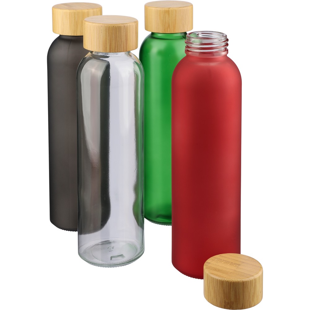 Szklana butelka ECO 500ml z bambusową nakrętką - zdjęcie 2