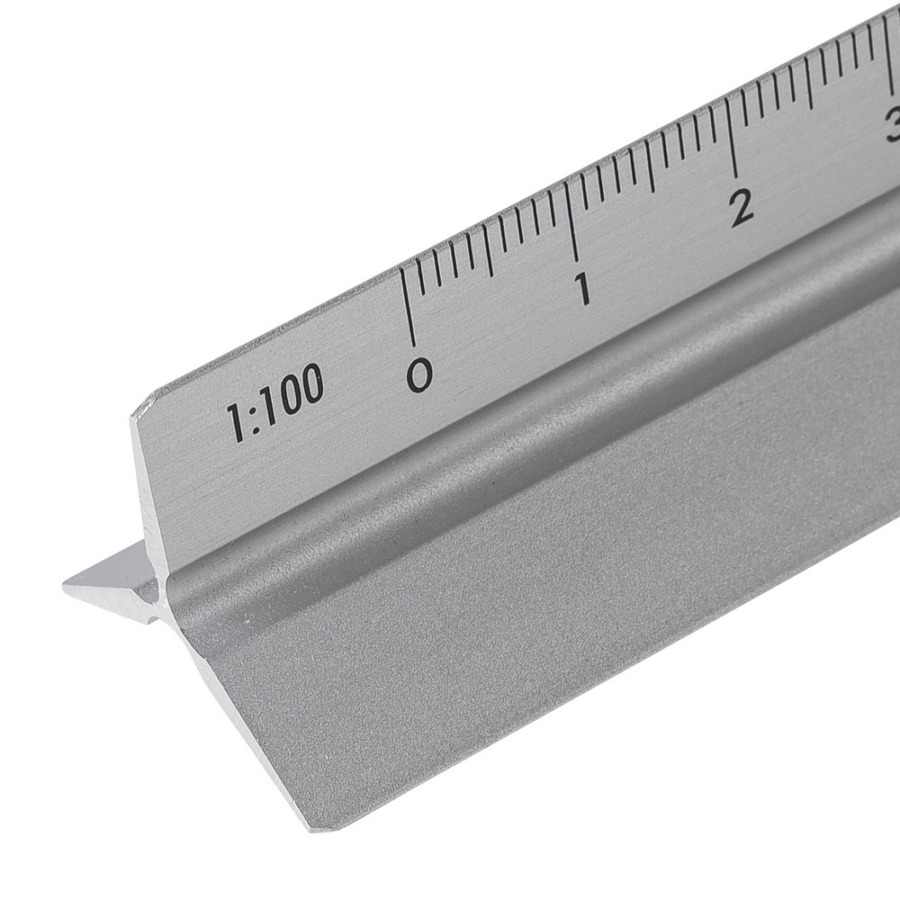 Linijka trójkątna aluminiowa 30 cm ze skalami architektonicznymi - Miarki i taśmy miernicze z nadrukiem logo | VEBI - zdjęcie 8