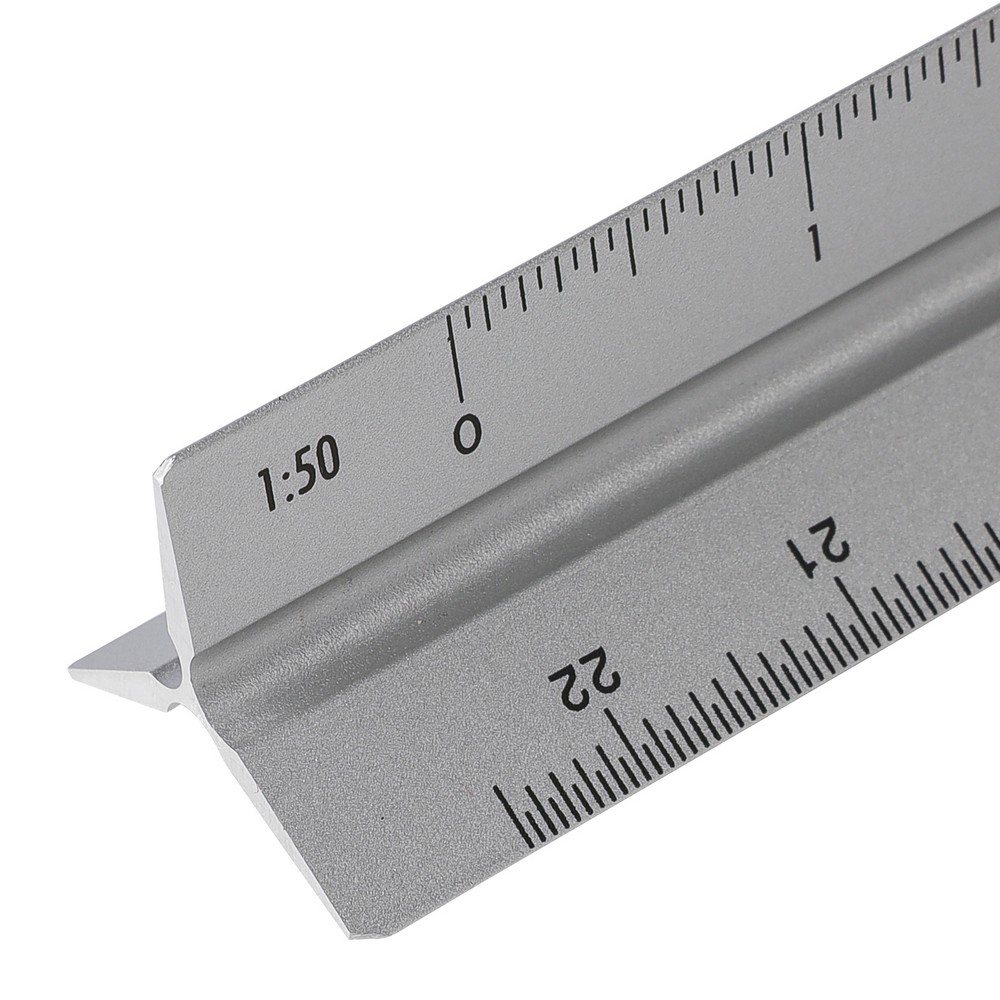 Linijka trójkątna aluminiowa 30 cm ze skalami architektonicznymi - Miarki i taśmy miernicze z nadrukiem logo | VEBI - zdjęcie 9