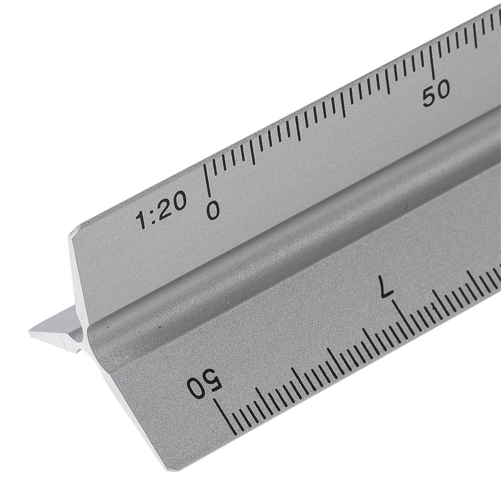 Linijka trójkątna aluminiowa 30 cm ze skalami architektonicznymi - Miarki i taśmy miernicze z nadrukiem logo | VEBI - zdjęcie 10