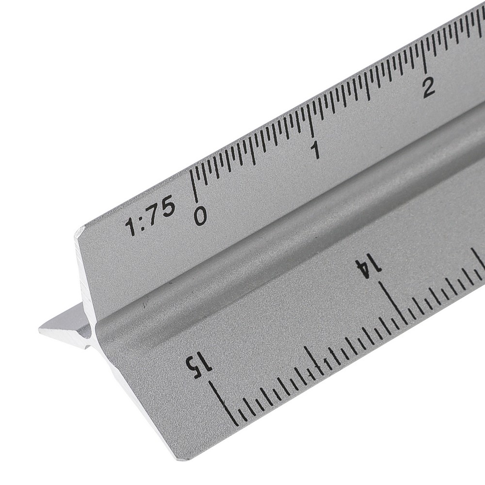 Linijka trójkątna aluminiowa 30 cm ze skalami architektonicznymi - Miarki i taśmy miernicze z nadrukiem logo | VEBI - zdjęcie 12