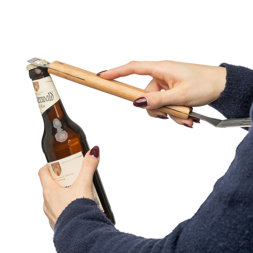 Szpatułka z otwieraczem - drewniana rączka, stal nierdzewna - zdjęcie 2