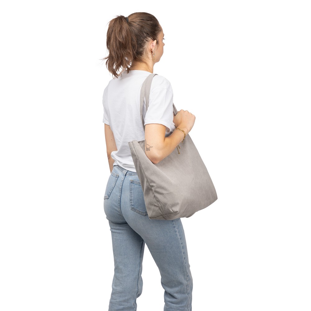 Torba na zakupy ze sztruksu - pojemna torba z długimi uchwytami - zdjęcie 2