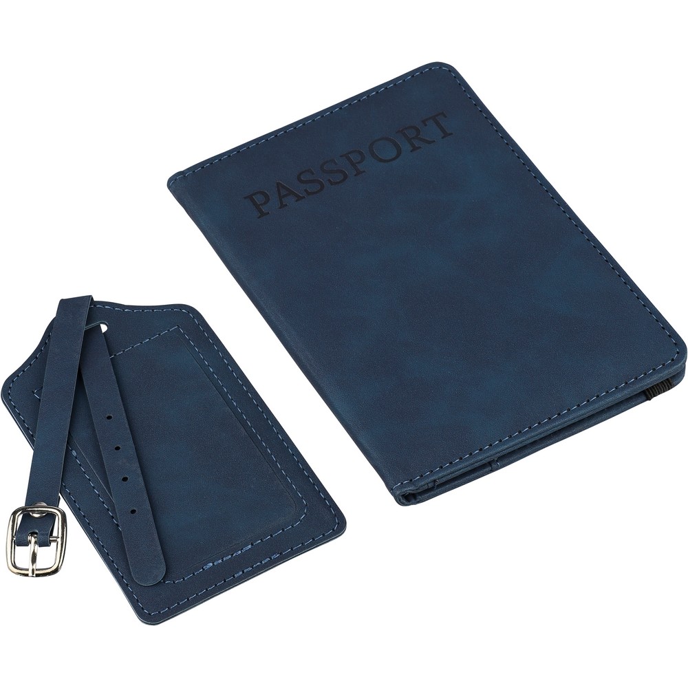 Podróżny zestaw z logo - etui na paszport i zawieszka do bagażu