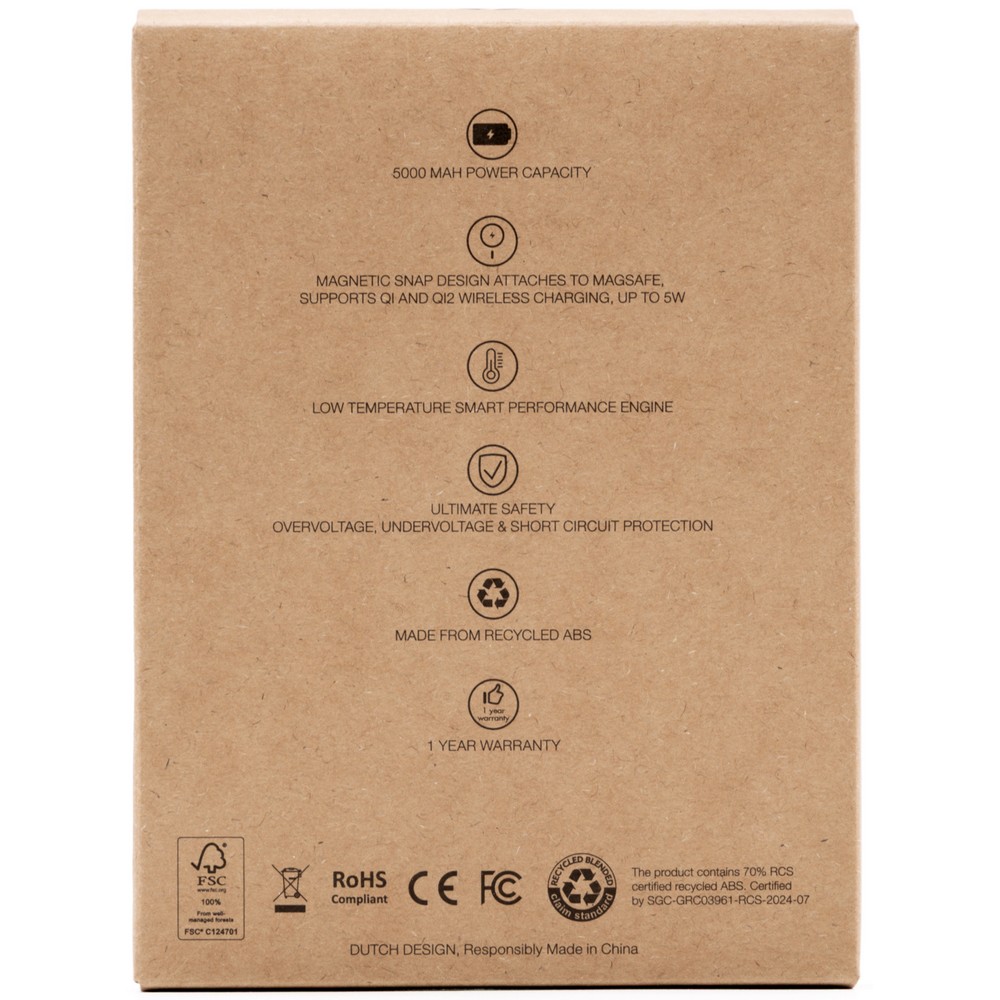 Magnetyczny Power Bank 5000 mAh z Ładowaniem Bezprzewodowym - Power banki z nadrukiem logo | VEBI - zdjęcie 6