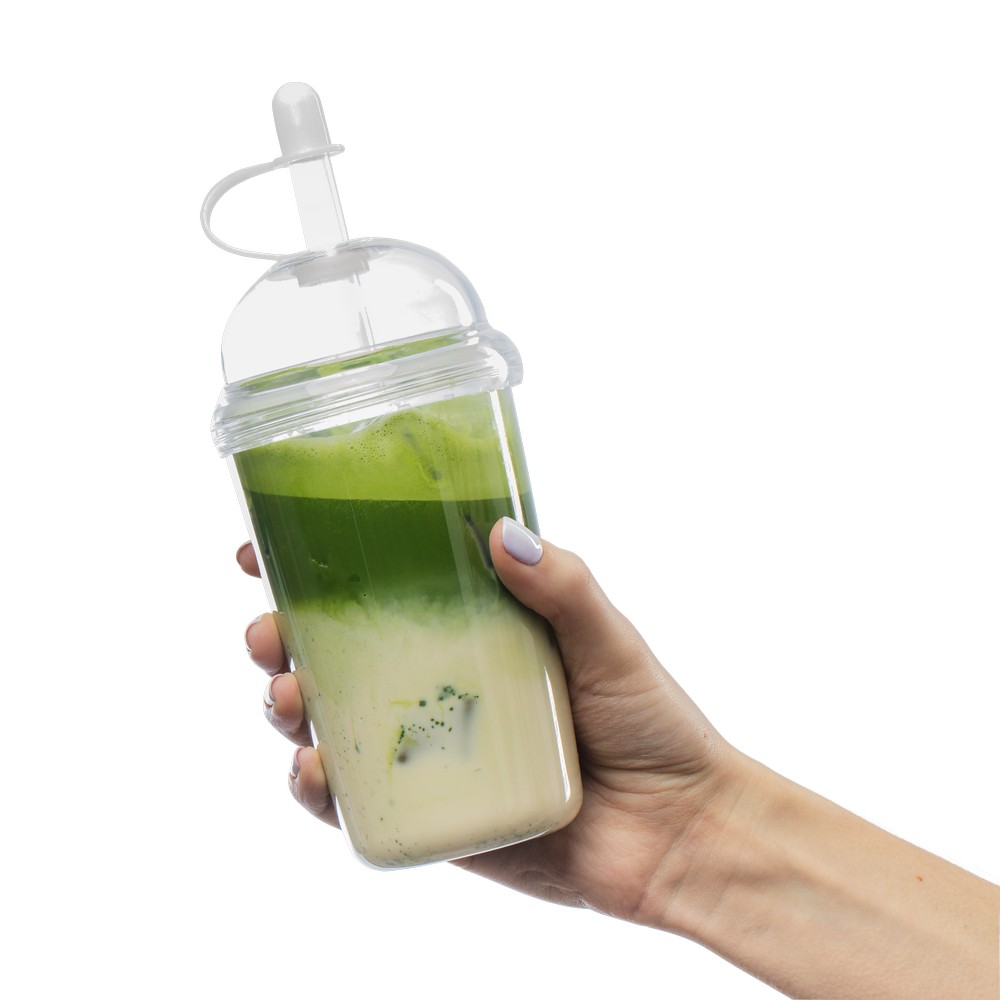 Kubek podróżny ze słomką 500 ml – RPET i silikon - Kubki i butelki termiczne z nadrukiem logo | VEBI - zdjęcie 18