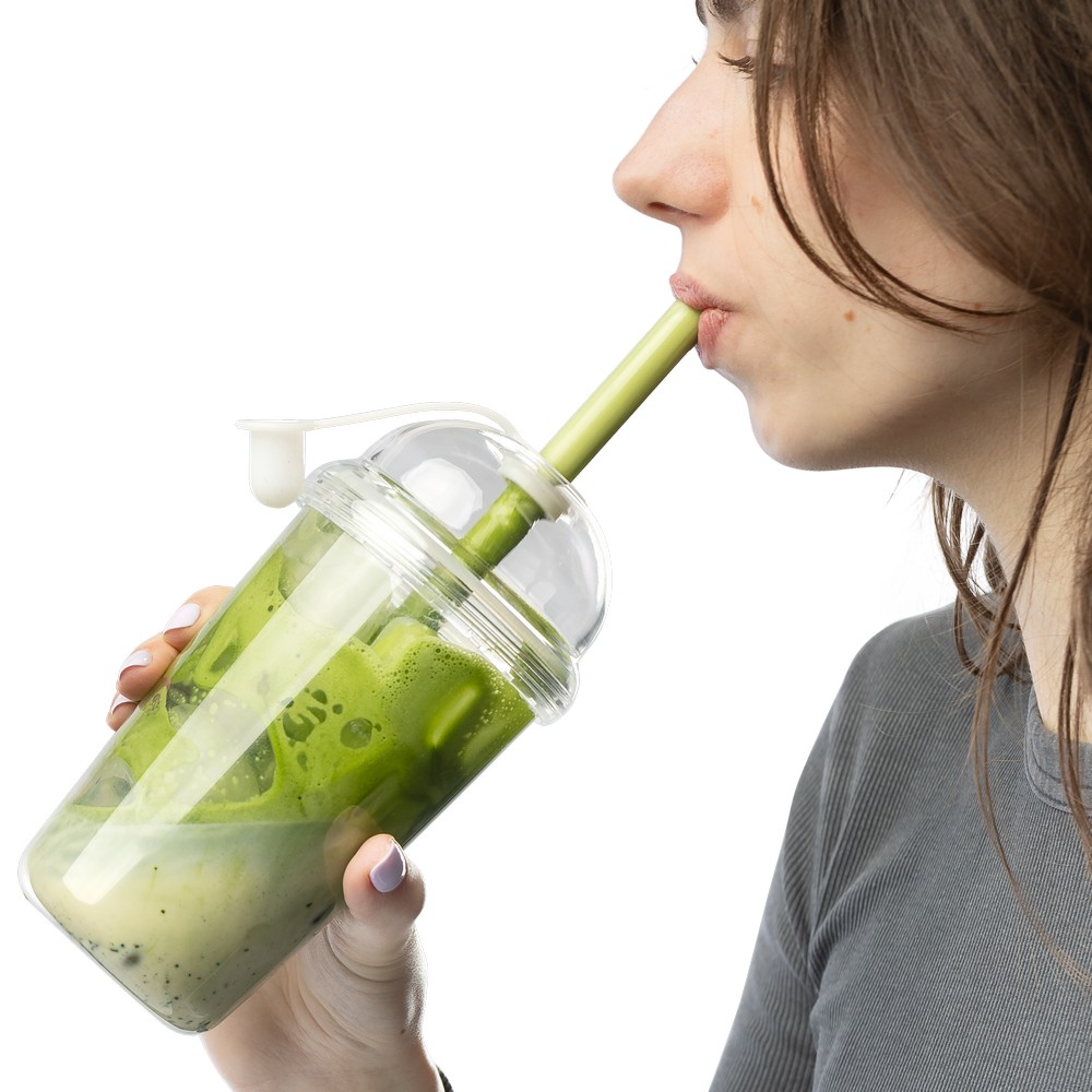 Kubek podróżny ze słomką 500 ml – RPET i silikon - Kubki i butelki termiczne z nadrukiem logo | VEBI - zdjęcie 23