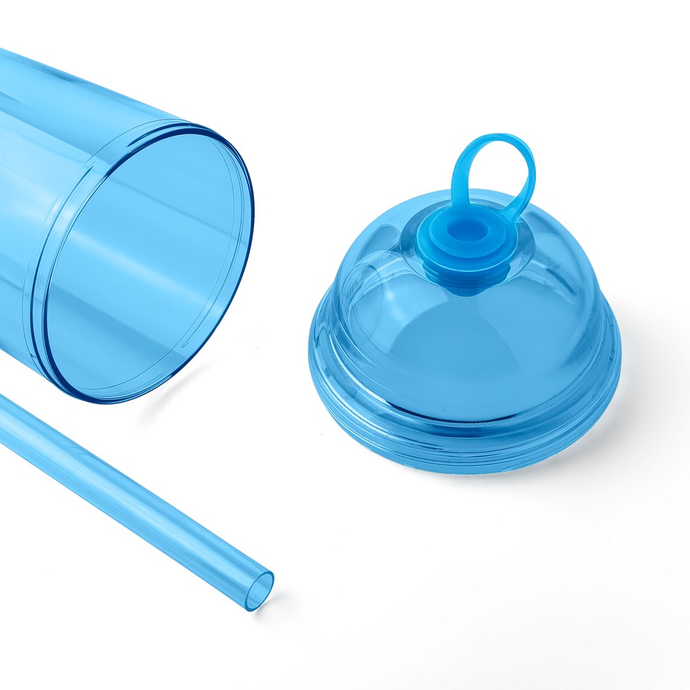 Kubek podróżny ze słomką 500 ml – RPET i silikon - Kubki i butelki termiczne z nadrukiem logo | VEBI - zdjęcie 2