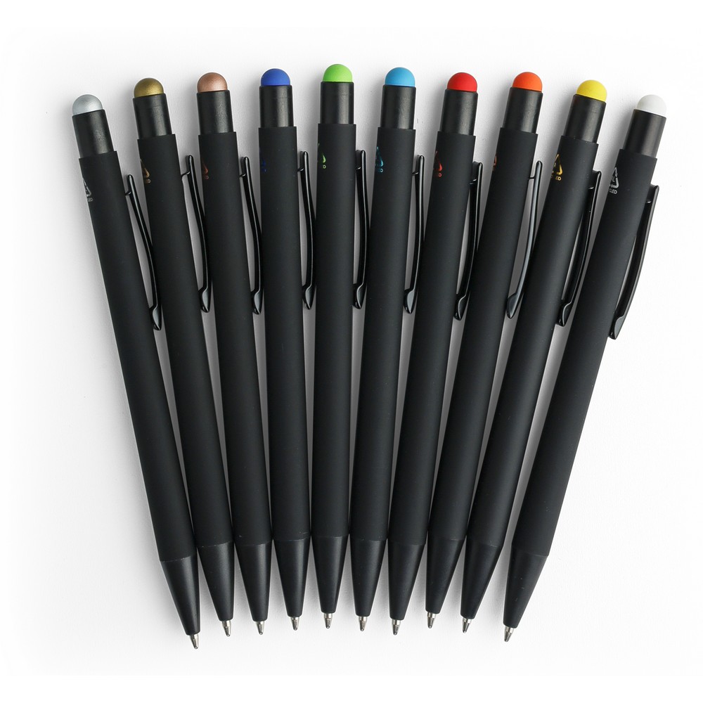 Aluminiowy długopis z końcówką stylus – czarny mat - Długopisy metalowe z nadrukiem logo | VEBI - zdjęcie 7