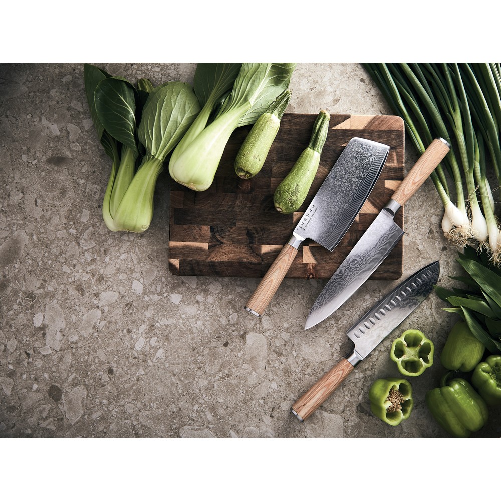 Nóż santoku Damascus z drewnianą rękojeścią - gadżet reklamowy - zdjęcie 3