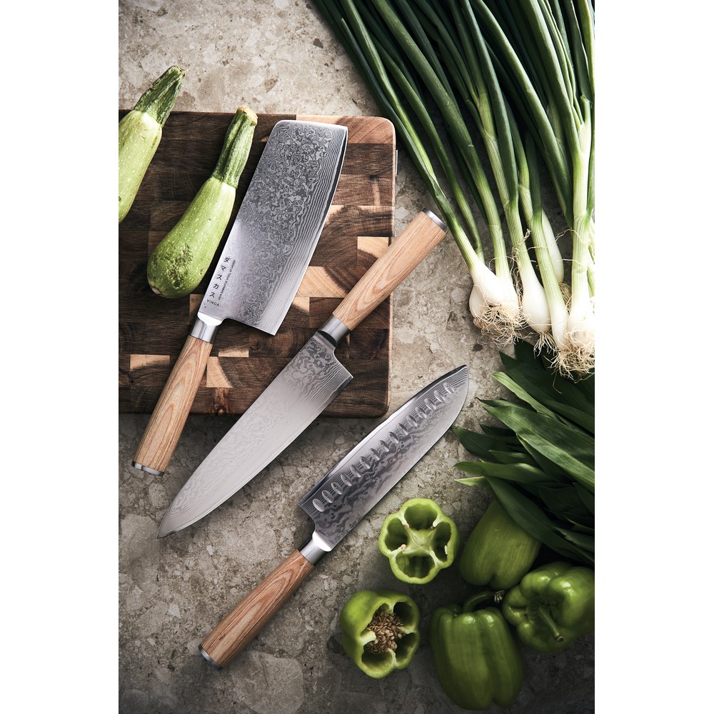 Nóż santoku Damascus z drewnianą rękojeścią - gadżet reklamowy - zdjęcie 4