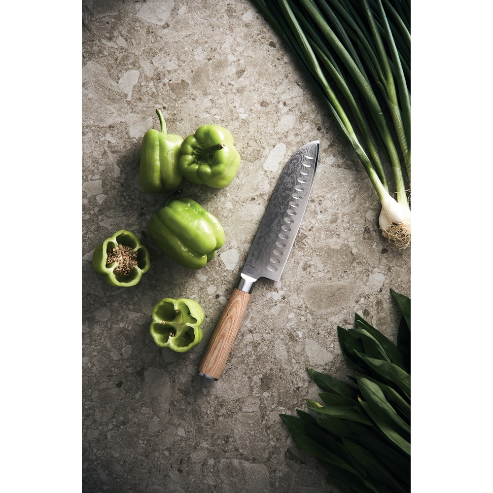 Nóż santoku Damascus z drewnianą rękojeścią - gadżet reklamowy - zdjęcie 5