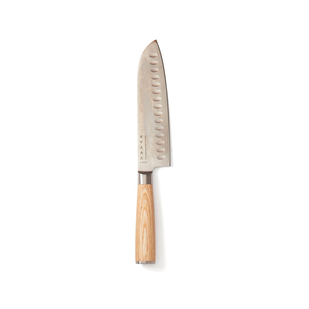 Nóż santoku Damascus z drewnianą rękojeścią - gadżet reklamowy - Akcesoria kuchenne z nadrukiem logo | VEBI - zdjęcie 2