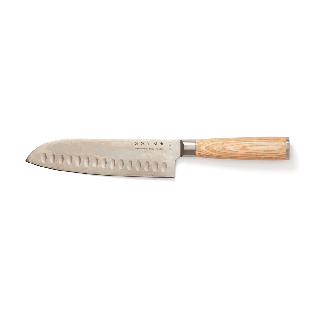 Nóż santoku Damascus z drewnianą rękojeścią - gadżet reklamowy - Akcesoria kuchenne z nadrukiem logo | VEBI - zdjęcie 3
