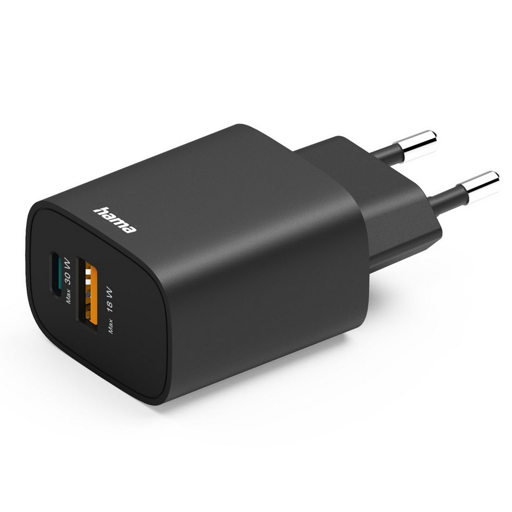 Ładowarka ścienna Hama 30W – USB i USB-C w jednym - Ładowarki z nadrukiem logo | VEBI